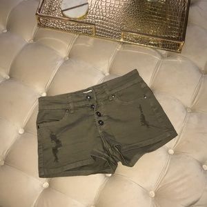 Colored high rise jean shorts